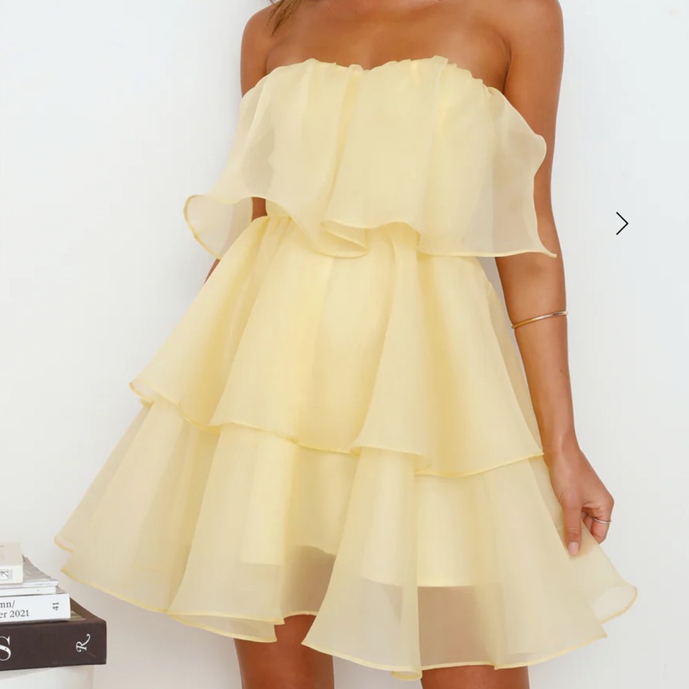 Yellow Ruffle Mini Dress